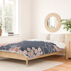 Festive, Floral Prints and Line Art, Navy Blue and Pink Duvet Cover Gallery Image 2