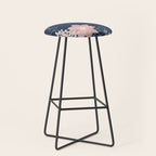 Festive, Floral Prints and Line Art, Navy Blue and Pink Stool Gallery Image 1