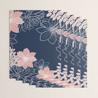Festive, Floral Prints and Line Art, Navy Blue and Pink Wrapping Paper Gallery Image 3