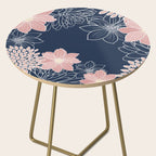 Festive, Floral Prints and Line Art, Navy Blue and Pink Side Table Gallery Image 2