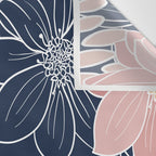 Festive, Floral Prints and Line Art, Navy Blue and Pink Wall Tapestry Gallery Image 3