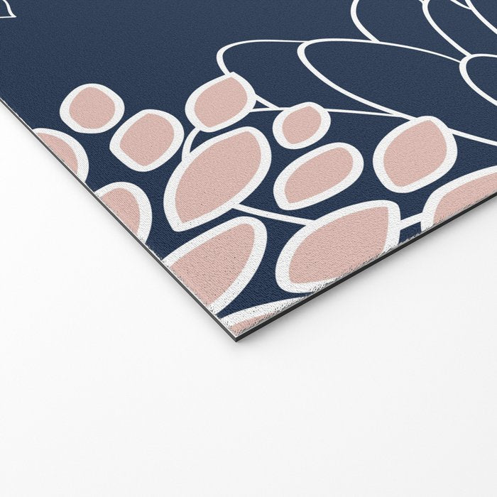 Festive, Floral Prints and Line Art, Navy Blue and Pink Welcome Mat Gallery Image 2