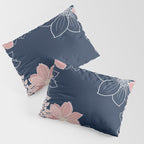 Festive, Floral Prints and Line Art, Navy Blue and Pink Pillow Sham Gallery Image 3
