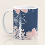 Festive, Floral Prints and Line Art, Navy Blue and Pink Coffee Mug Gallery Image 3