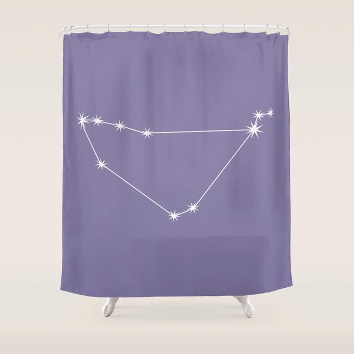 Capricorn Zodiac Star Constellation Line Art Lavender Purple Shower Curtain Gallery Image 1