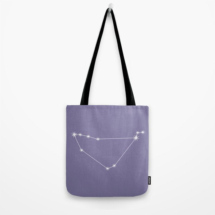 Capricorn Zodiac Star Constellation Line Art Lavender Purple Tote Bag Gallery Image 2