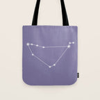 Capricorn Zodiac Star Constellation Line Art Lavender Purple Tote Bag Gallery Image 1