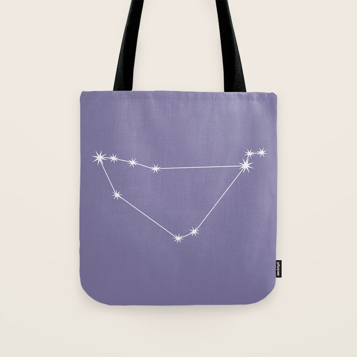 Capricorn Zodiac Star Constellation Line Art Lavender Purple Tote Bag Gallery Image 1