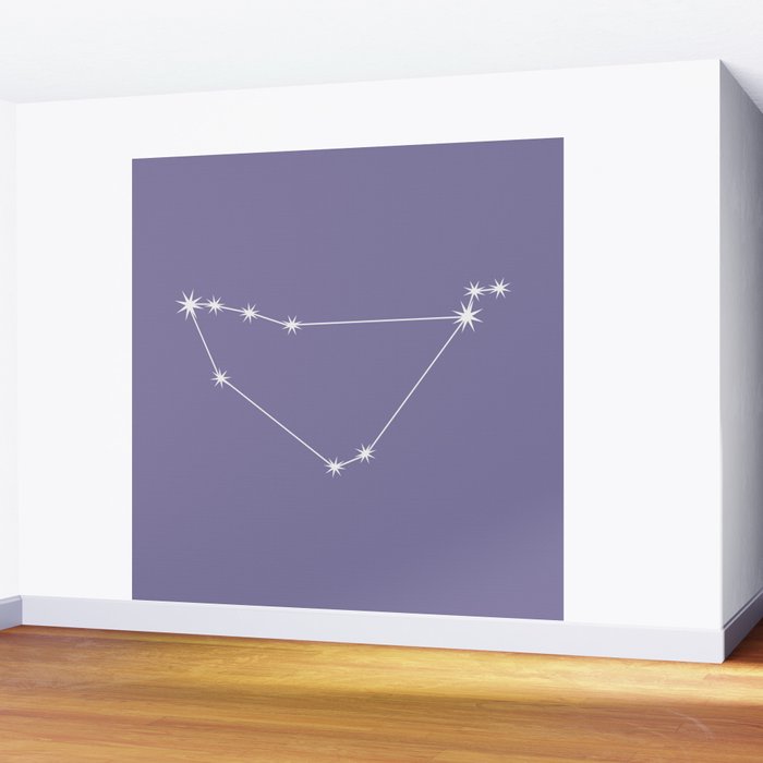 Capricorn Zodiac Star Constellation Line Art Lavender Purple Wall Mural Gallery Image 2