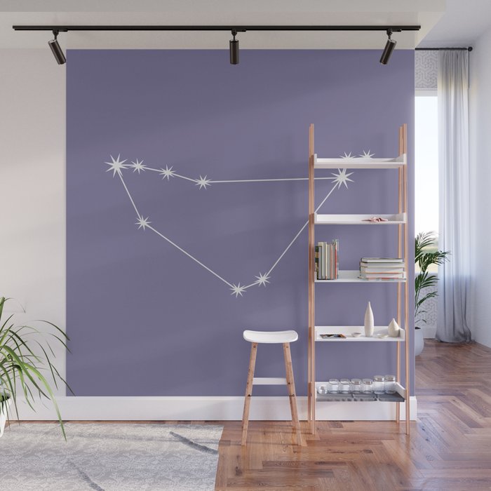 Capricorn Zodiac Star Constellation Line Art Lavender Purple Wall Mural Gallery Image 1