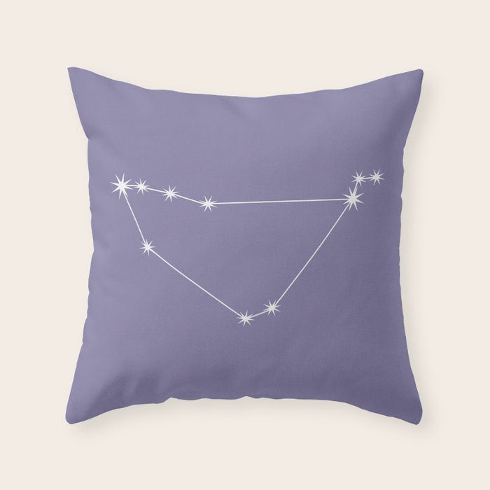 Capricorn Zodiac Star Constellation Line Art Lavender Purple Throw Pillow Gallery Image 6