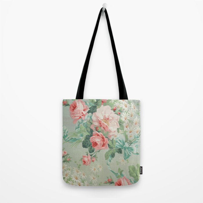Vintage Botanical Fabric Pattern Tote Bag Gallery Image 2