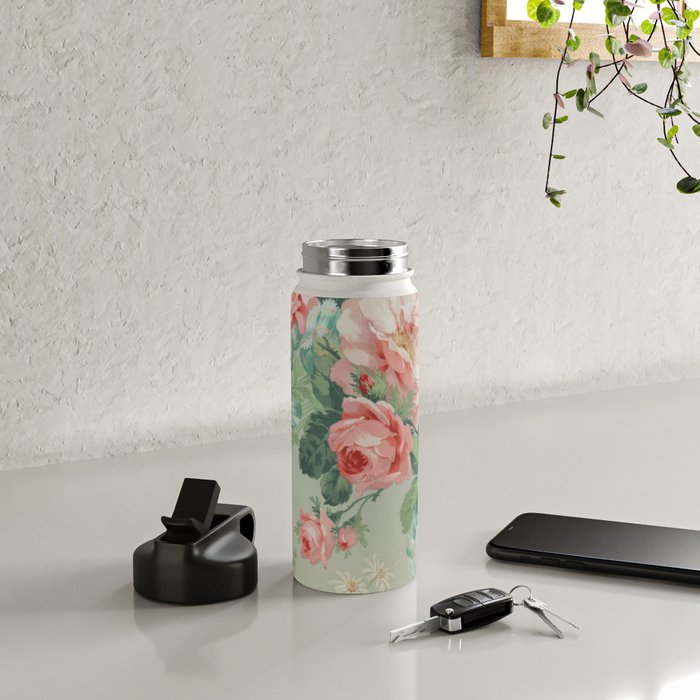 Vintage Botanical Fabric Pattern Water Bottle Gallery Image 4