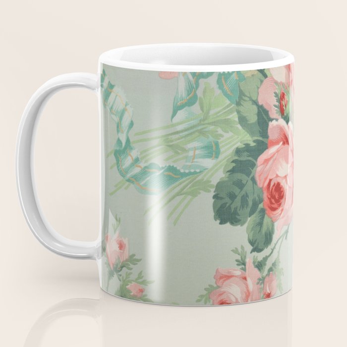 Vintage Botanical Fabric Pattern Coffee Mug Gallery Image 3