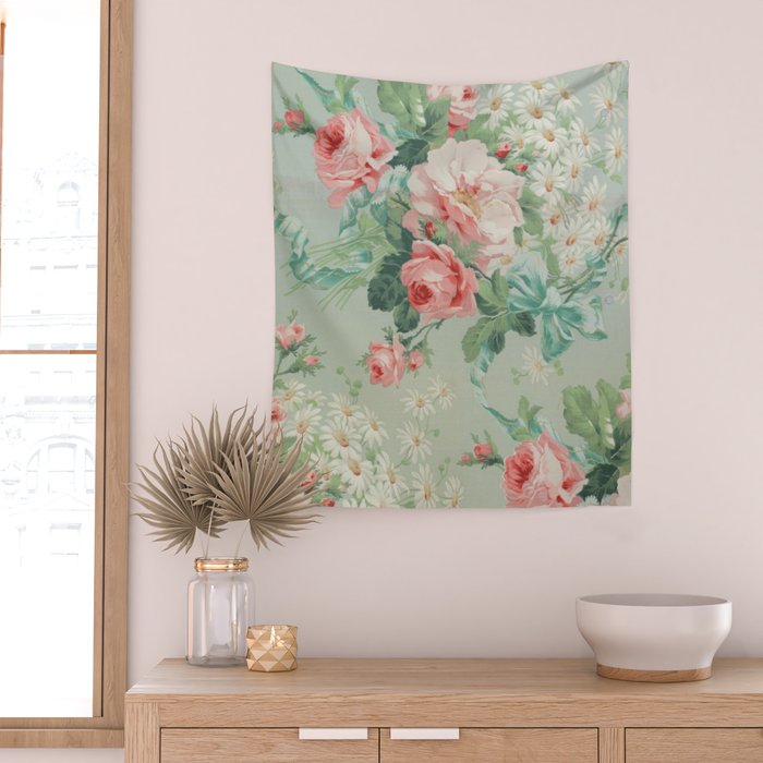 Vintage Botanical Fabric Pattern Wall Tapestry Gallery Image 2