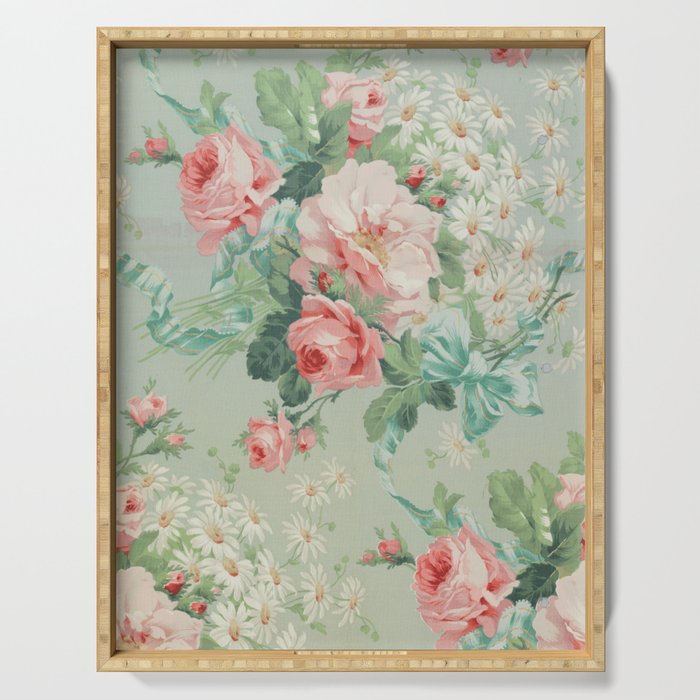 Vintage Botanical Fabric Pattern Serving Tray Gallery Image 1