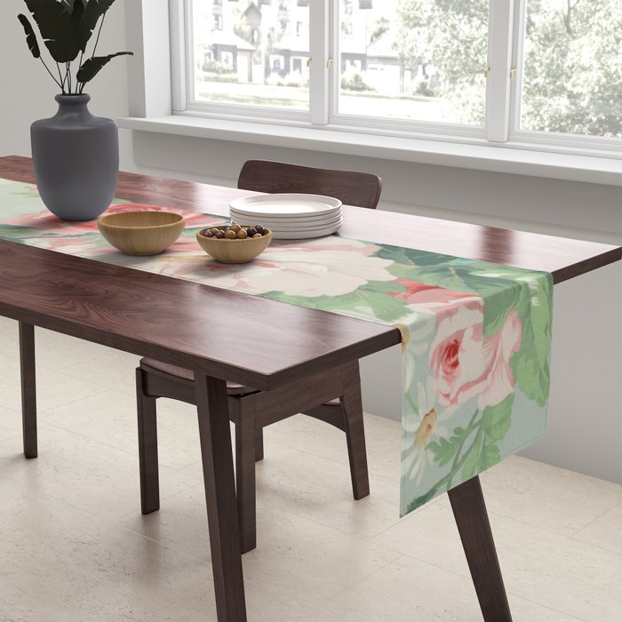Vintage Botanical Fabric Pattern Table Runner Gallery Image 2