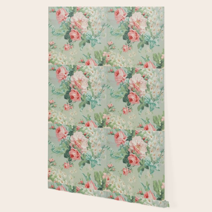 Vintage Botanical Fabric Pattern Wallpaper Gallery Image 2
