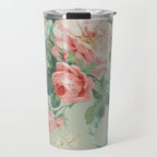 Vintage Botanical Fabric Pattern Travel Mug Gallery Image 1