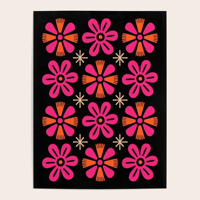 Retro Mid Century Modern Floral Pattern Poster Gallery Image 4