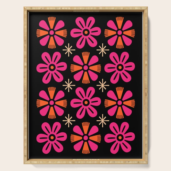 Retro Mid Century Modern Floral Pattern Serving Tray Gallery Image 1