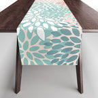Modern Floral Prints, Coral Teal and Green Table Runner Gallery Image 1