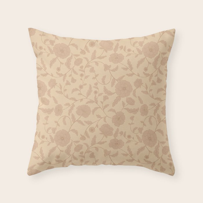 Vintage Floral Vines - Apricot Throw Pillow Gallery Image 6
