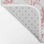 Botanical Cottage Floral Pattern in Red and White Bath Mat Gallery Image 2