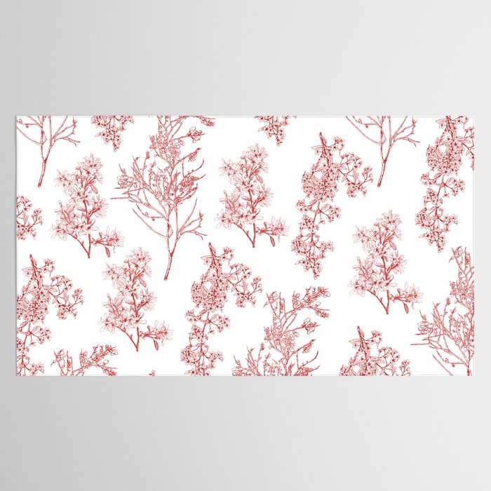 Botanical Cottage Floral Pattern in Red and White Tablecloth Gallery Image 2