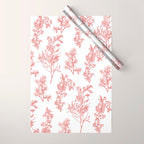 Botanical Cottage Floral Pattern in Red and White Wrapping Paper Gallery Image 1