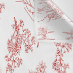 Botanical Cottage Floral Pattern in Red and White Wall Tapestry Gallery Image 3