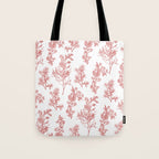 Botanical Cottage Floral Pattern in Red and White Tote Bag Gallery Image 1