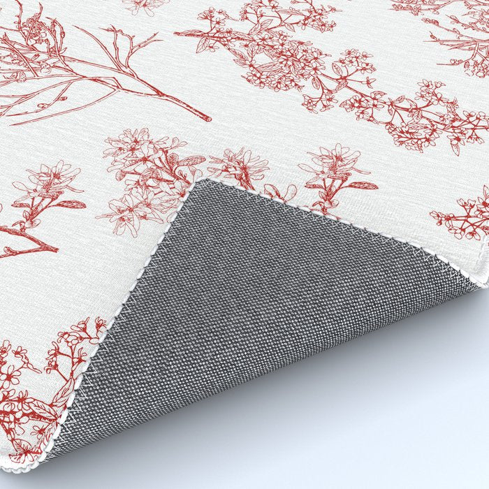 Botanical Cottage Floral Pattern in Red and White Rug Gallery Image 4
