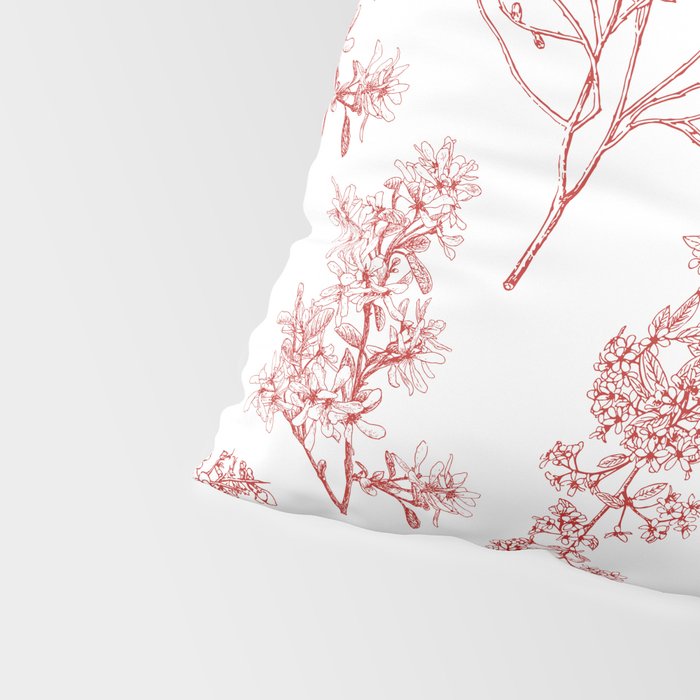 Botanical Cottage Floral Pattern in Red and White Pillow Sham Gallery Image 4