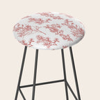 Botanical Cottage Floral Pattern in Red and White Stool Gallery Image 2