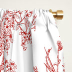 Botanical Cottage Floral Pattern in Red and White Window Curtain Gallery Image 2