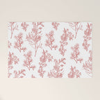 Botanical Cottage Floral Pattern in Red and White Welcome Mat Gallery Image 1