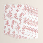 Botanical Cottage Floral Pattern in Red and White Wrapping Paper Gallery Image 3