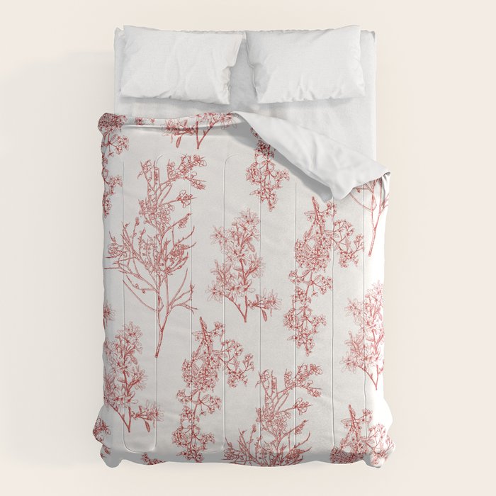 Botanical Cottage Floral Pattern in Red and White Comforter Gallery Image 6
