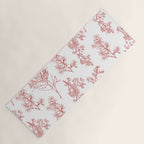 Botanical Cottage Floral Pattern in Red and White Yoga Mat Gallery Image 1