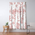 Botanical Cottage Floral Pattern in Red and White Window Curtain Gallery Image 5