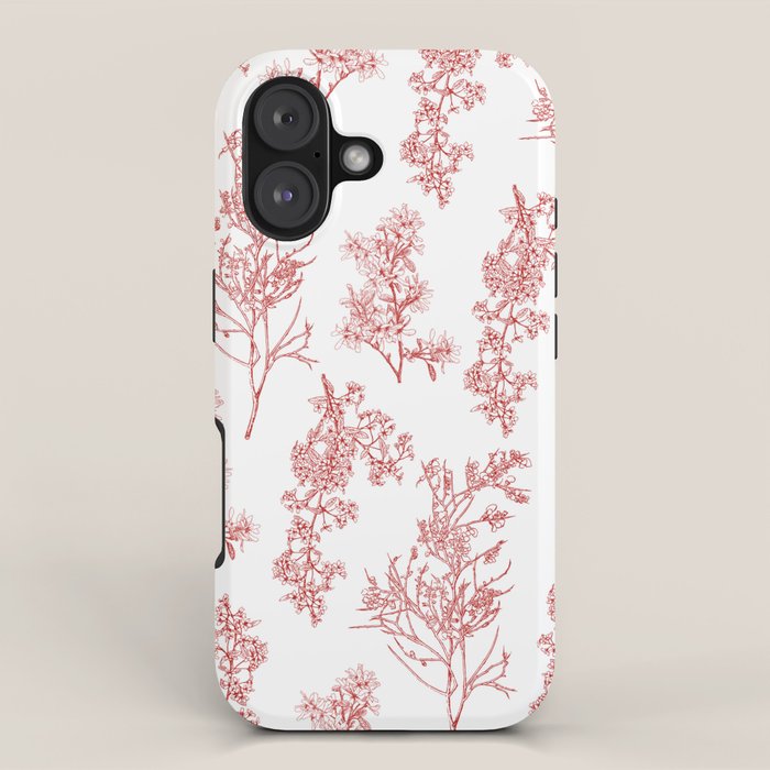 Botanical Cottage Floral Pattern in Red and White iPhone Case Gallery Image 1