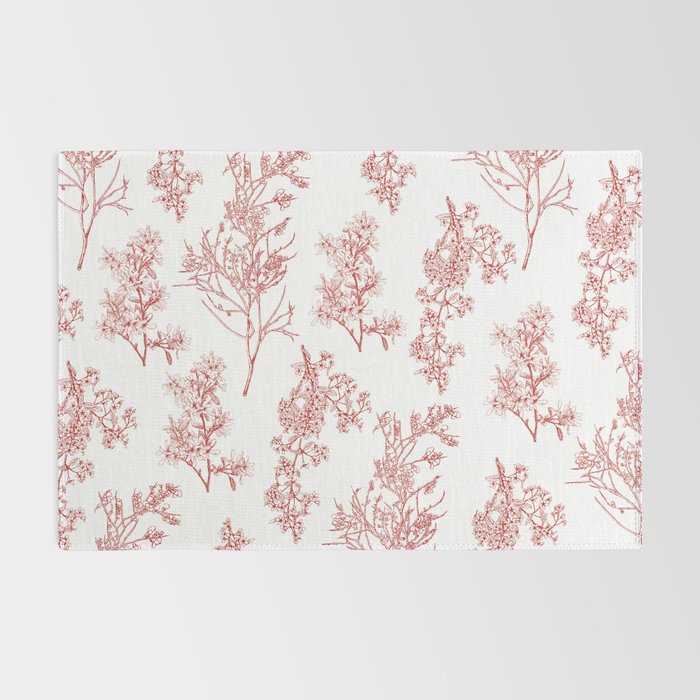 Botanical Cottage Floral Pattern in Red and White Rug Gallery Image 2