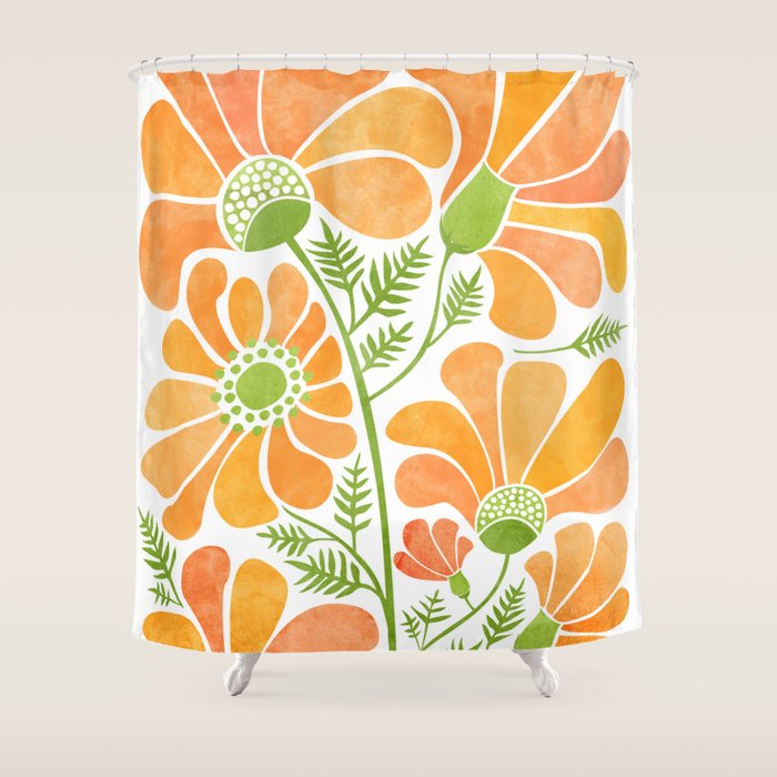 Happy California Poppies Floral Shower Curtain Gallery Image 1