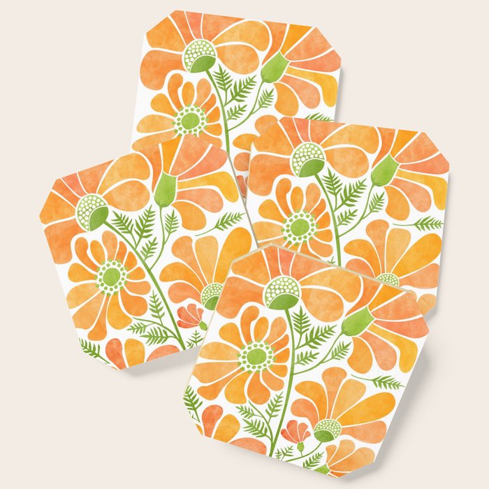 Happy California Poppies Floral Coaster Gallery Image 1