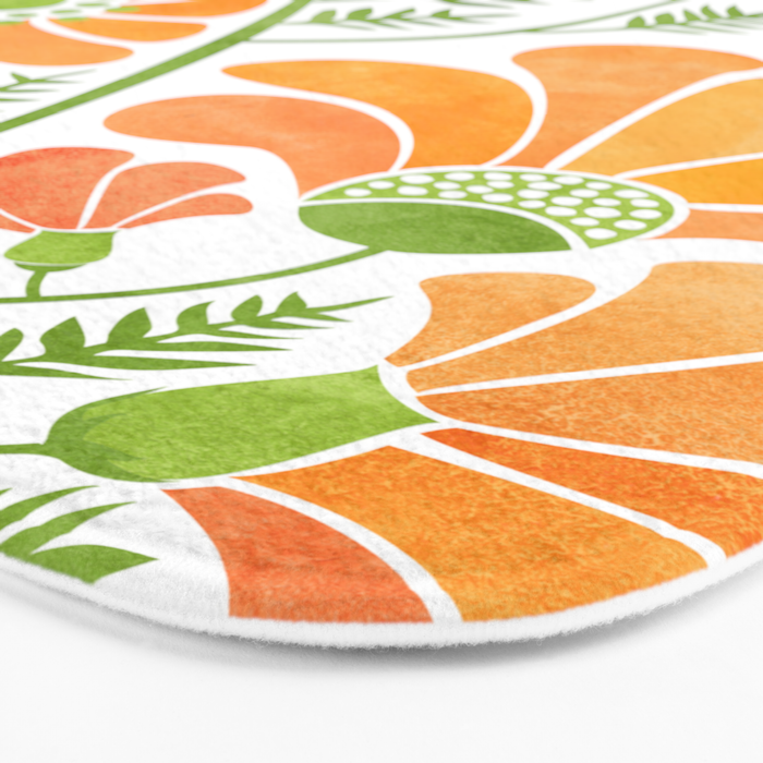 Happy California Poppies Floral Bath Mat Gallery Image 3