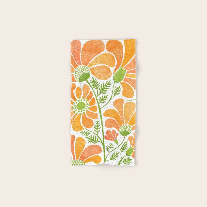 Happy California Poppies Floral Hand & Bath Towel Gallery Image 1