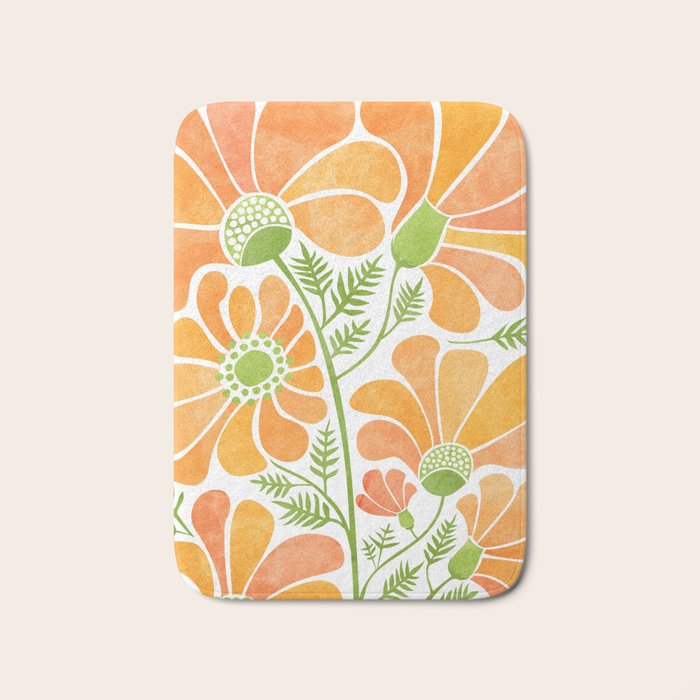 Happy California Poppies Floral Bath Mat Gallery Image 1