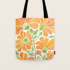 Happy California Poppies Floral Tote Bag Gallery Image 1