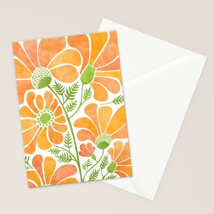 Happy California Poppies Floral Stationery Card Gallery Image 2